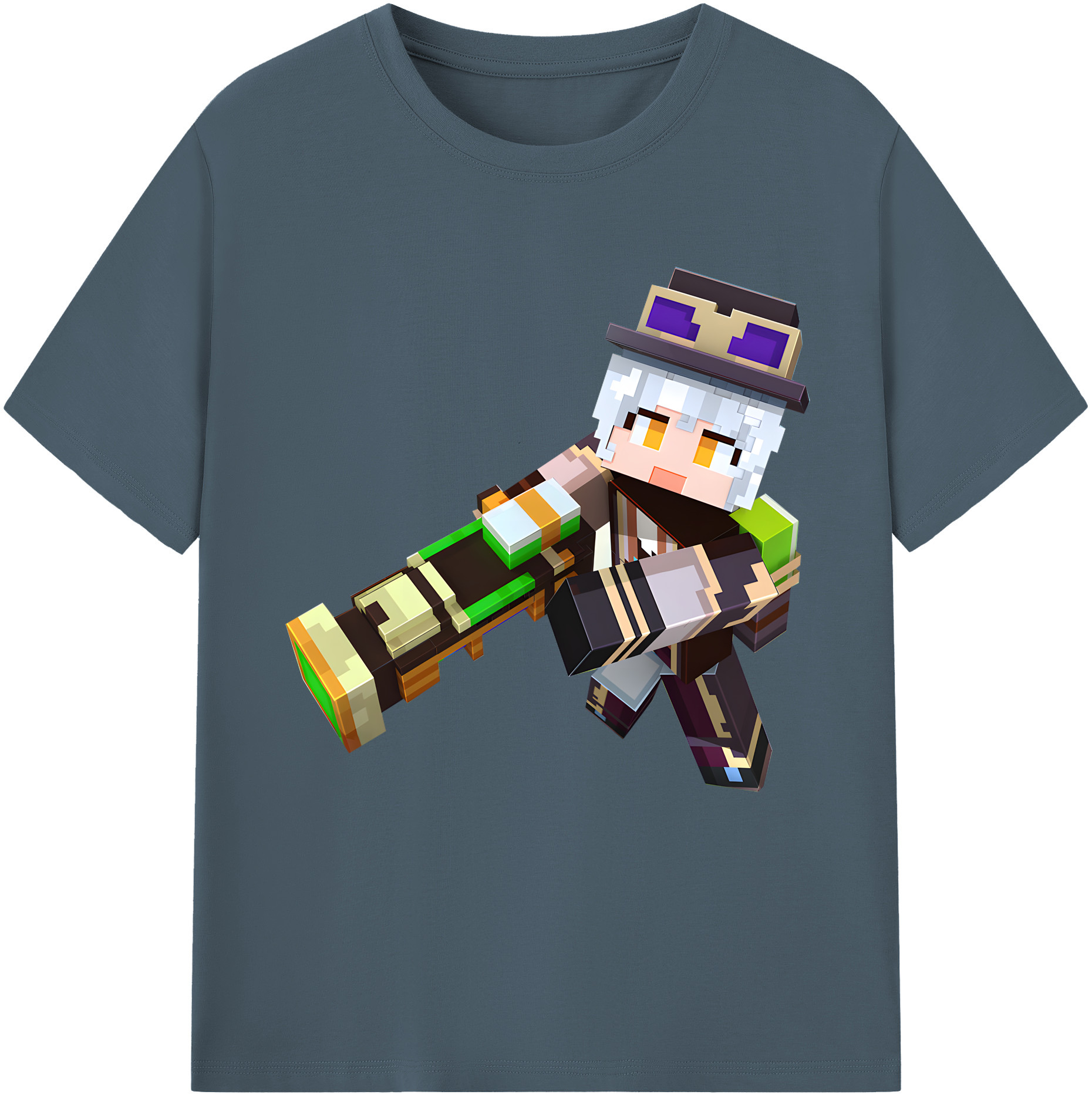 （画像用） マインクラフト ブロックの世界 Minecraft MC Block world 綿100％半袖Tシャツ（フロントプリント）
